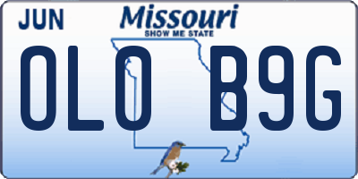 MO license plate OL0B9G
