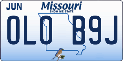 MO license plate OL0B9J