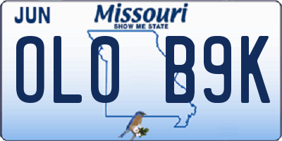 MO license plate OL0B9K