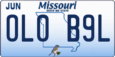 MO license plate OL0B9L