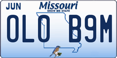 MO license plate OL0B9M