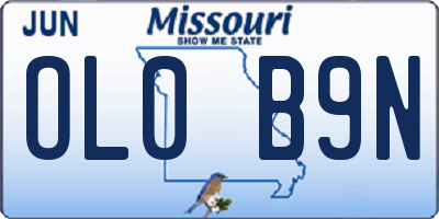 MO license plate OL0B9N