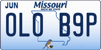 MO license plate OL0B9P