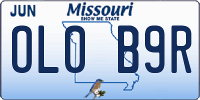 MO license plate OL0B9R