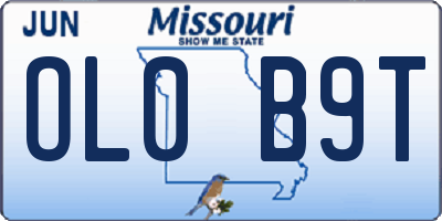 MO license plate OL0B9T