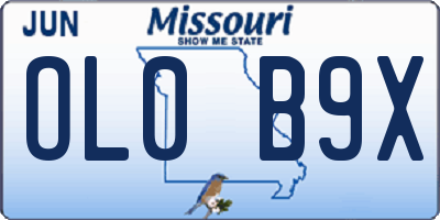 MO license plate OL0B9X