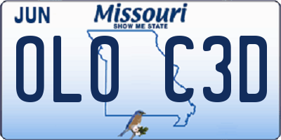 MO license plate OL0C3D