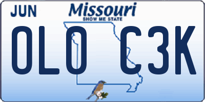 MO license plate OL0C3K