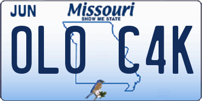 MO license plate OL0C4K
