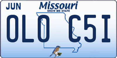 MO license plate OL0C5I