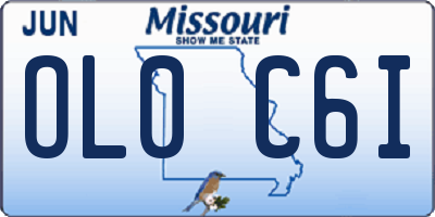 MO license plate OL0C6I