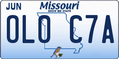 MO license plate OL0C7A