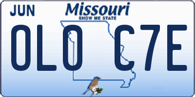 MO license plate OL0C7E
