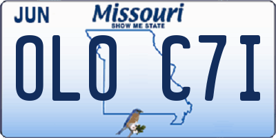 MO license plate OL0C7I