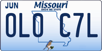 MO license plate OL0C7L