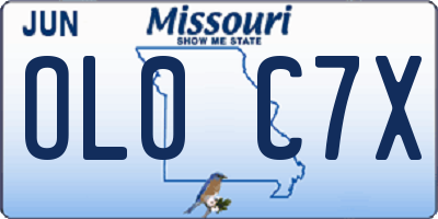 MO license plate OL0C7X