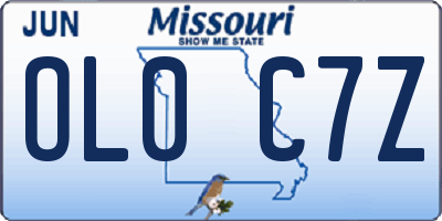 MO license plate OL0C7Z