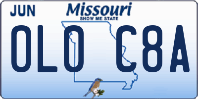 MO license plate OL0C8A