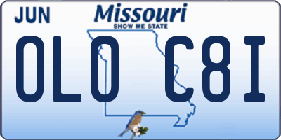 MO license plate OL0C8I