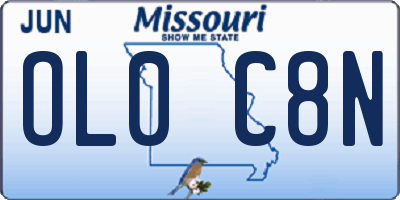 MO license plate OL0C8N