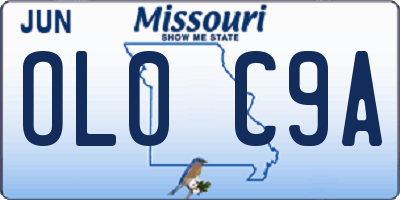 MO license plate OL0C9A