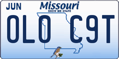 MO license plate OL0C9T