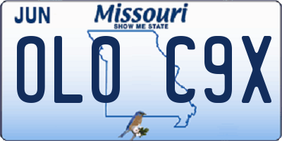 MO license plate OL0C9X