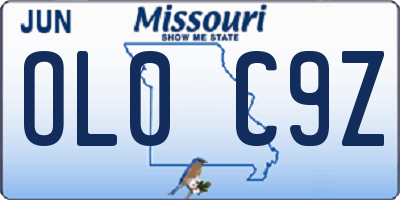 MO license plate OL0C9Z