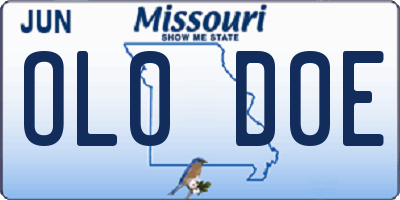 MO license plate OL0D0E