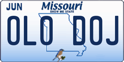 MO license plate OL0D0J