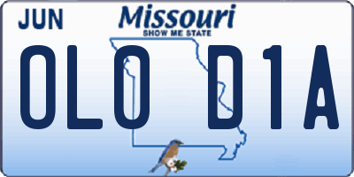 MO license plate OL0D1A