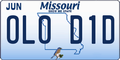 MO license plate OL0D1D