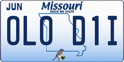 MO license plate OL0D1I