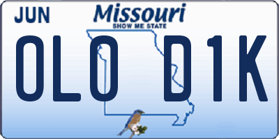MO license plate OL0D1K