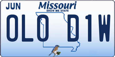MO license plate OL0D1W