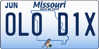 MO license plate OL0D1X