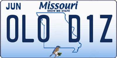 MO license plate OL0D1Z