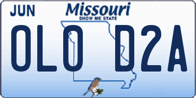 MO license plate OL0D2A
