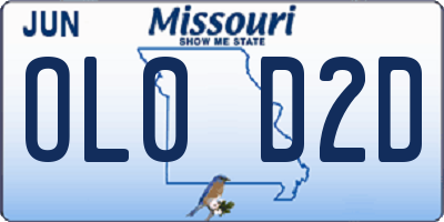 MO license plate OL0D2D