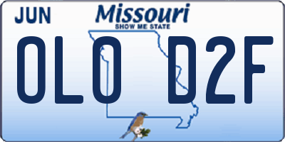 MO license plate OL0D2F