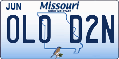 MO license plate OL0D2N