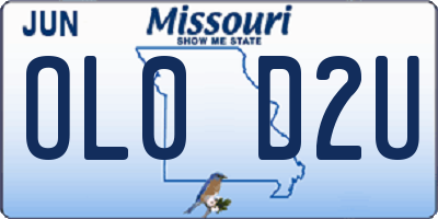 MO license plate OL0D2U