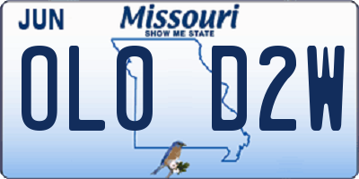 MO license plate OL0D2W