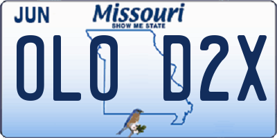 MO license plate OL0D2X