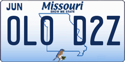 MO license plate OL0D2Z