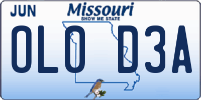 MO license plate OL0D3A