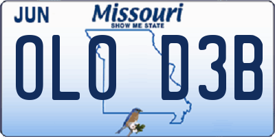 MO license plate OL0D3B