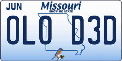 MO license plate OL0D3D