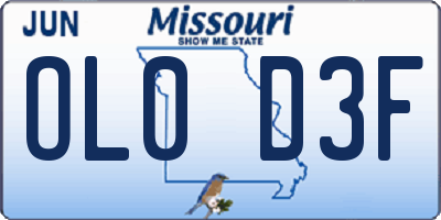 MO license plate OL0D3F