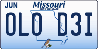 MO license plate OL0D3I